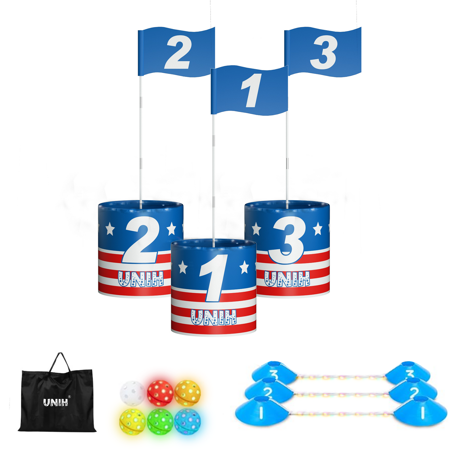 Golf Practice Game with Flag Chipping Game for Adults Family Kids Outdoor Indoor Backyard Golf Game PAR 3 with Lights