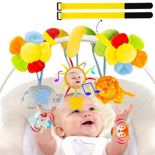 UNIH 汽車座椅玩具、0-6 個月嬰兒玩具（附搖鈴）、柔軟音樂嬰兒玩具