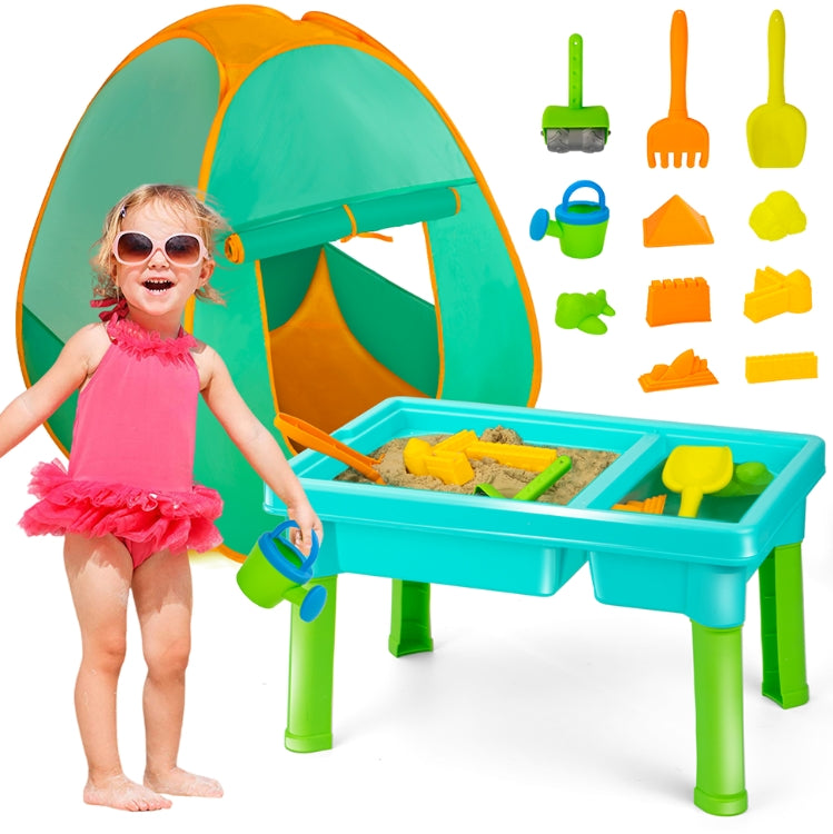 Kids Sand and Water Table with Play Tent, Toddler Beach Toys Set with Tent for Kids