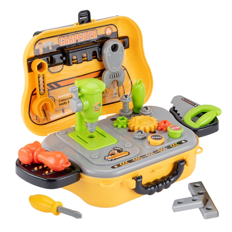 UNIH 兒童工具組適合 2-4 歲男孩兒童木工學前固定工具套件搭配黃色盒子