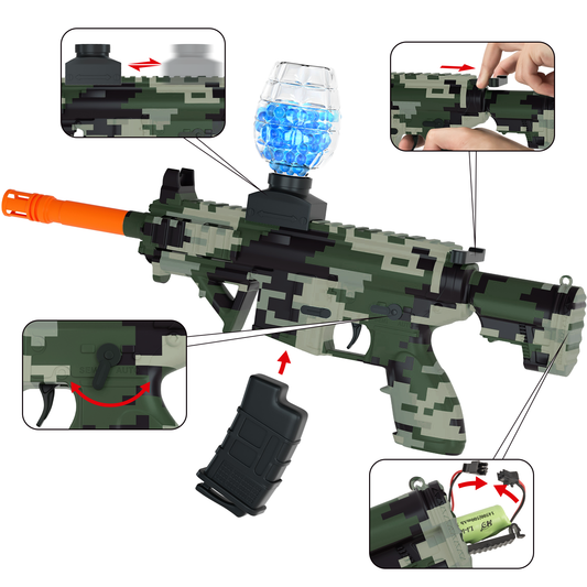 Tomato Splatter Gel Ball Blaster Automatic, Splatter Ball Blaster with 20000 Water Beads and Goggles