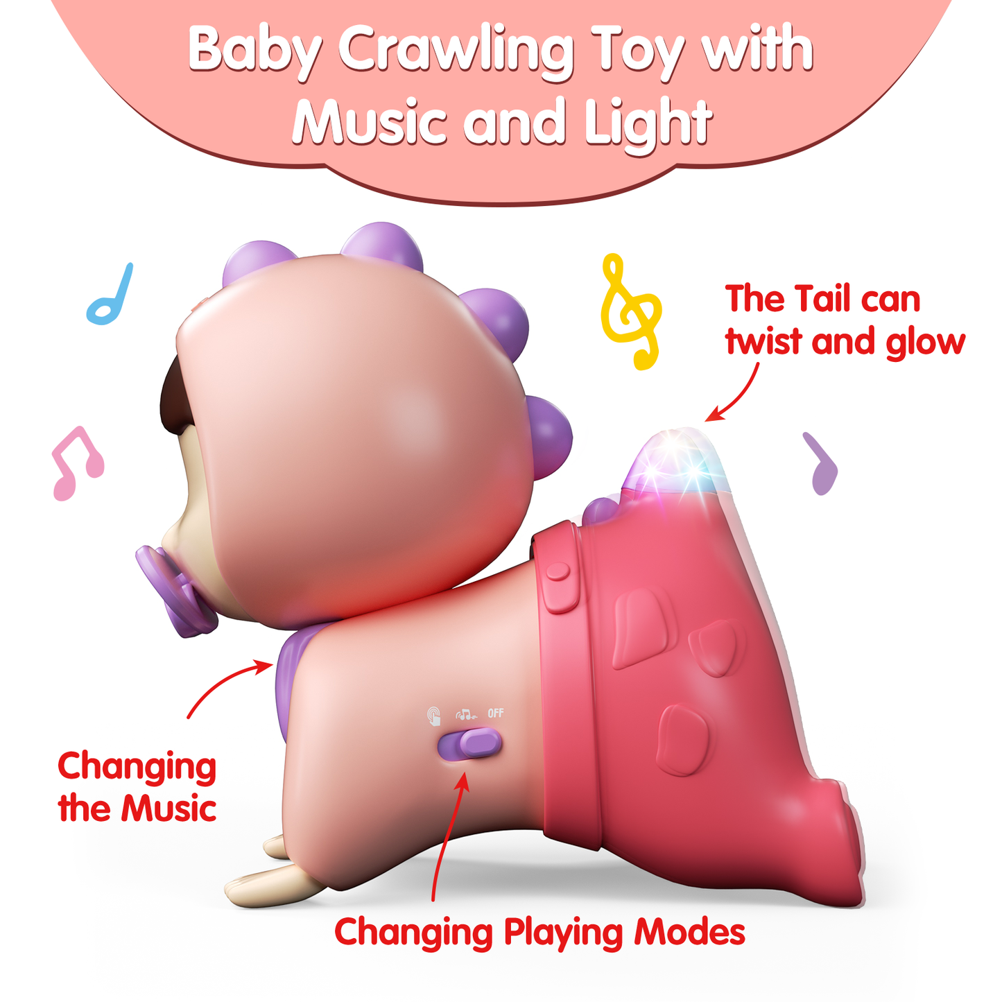 UNIH 嬰兒玩具 6 至 12 個月音樂和輕型嬰兒玩具、嬰兒爬行玩具