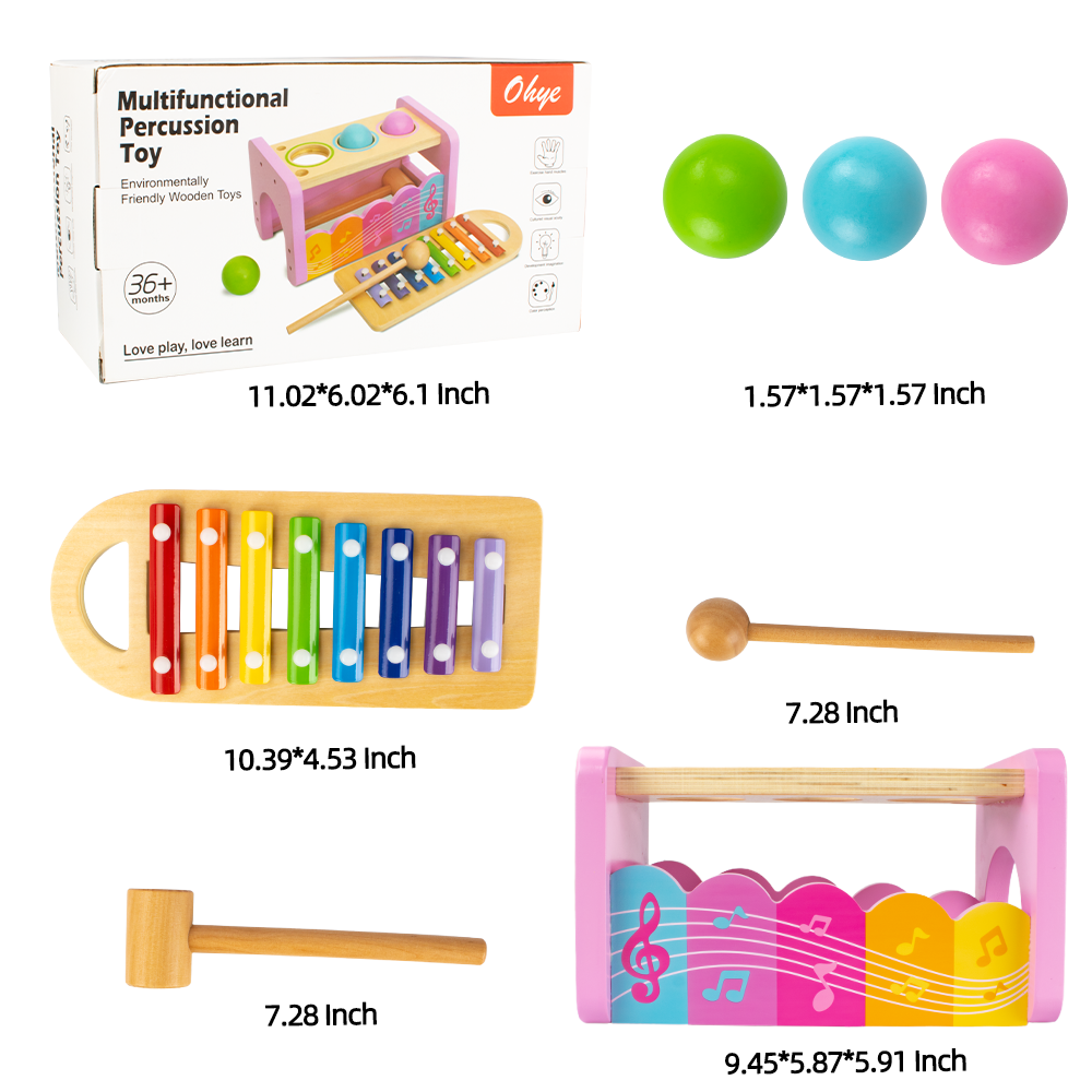 2 in 1 Knock OnThe Ball And Xylophone Toy（Pink）