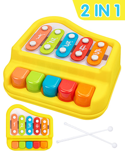 2 in 1 Baby Piano Xylophone Musical Toys with 5 Keys