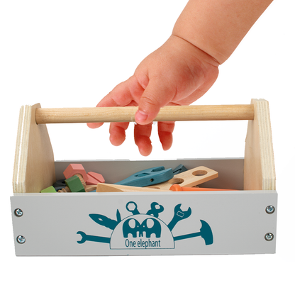 兒童木製工具箱和配件玩具套裝