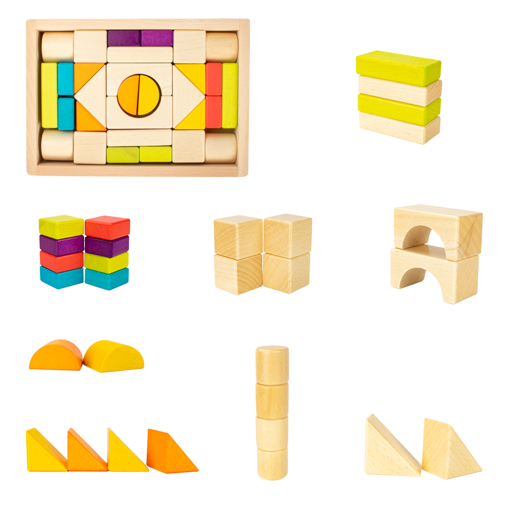 Wooden Blocks Construction Building Toys Set