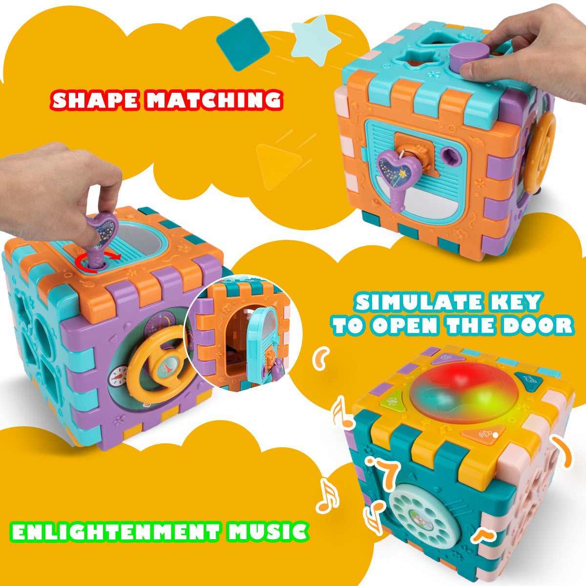 6 in 1 Baby Activity Cube For Infant & Toddler