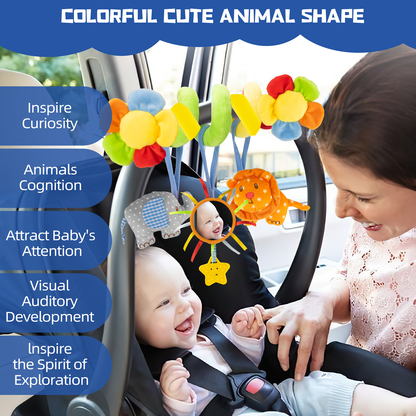 UNIH 汽車座椅玩具、0-6 個月嬰兒玩具（附搖鈴）、柔軟音樂嬰兒玩具
