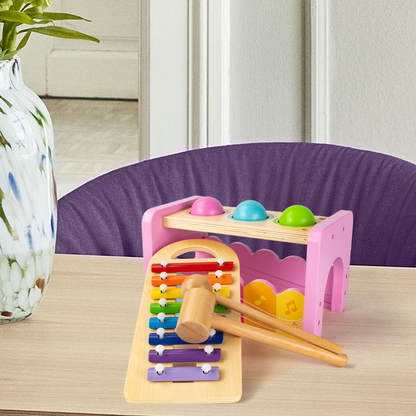 2 in 1 Knock OnThe Ball And Xylophone Toy（Pink）