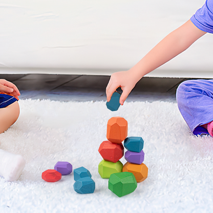 幼兒木製彩石堆疊玩具