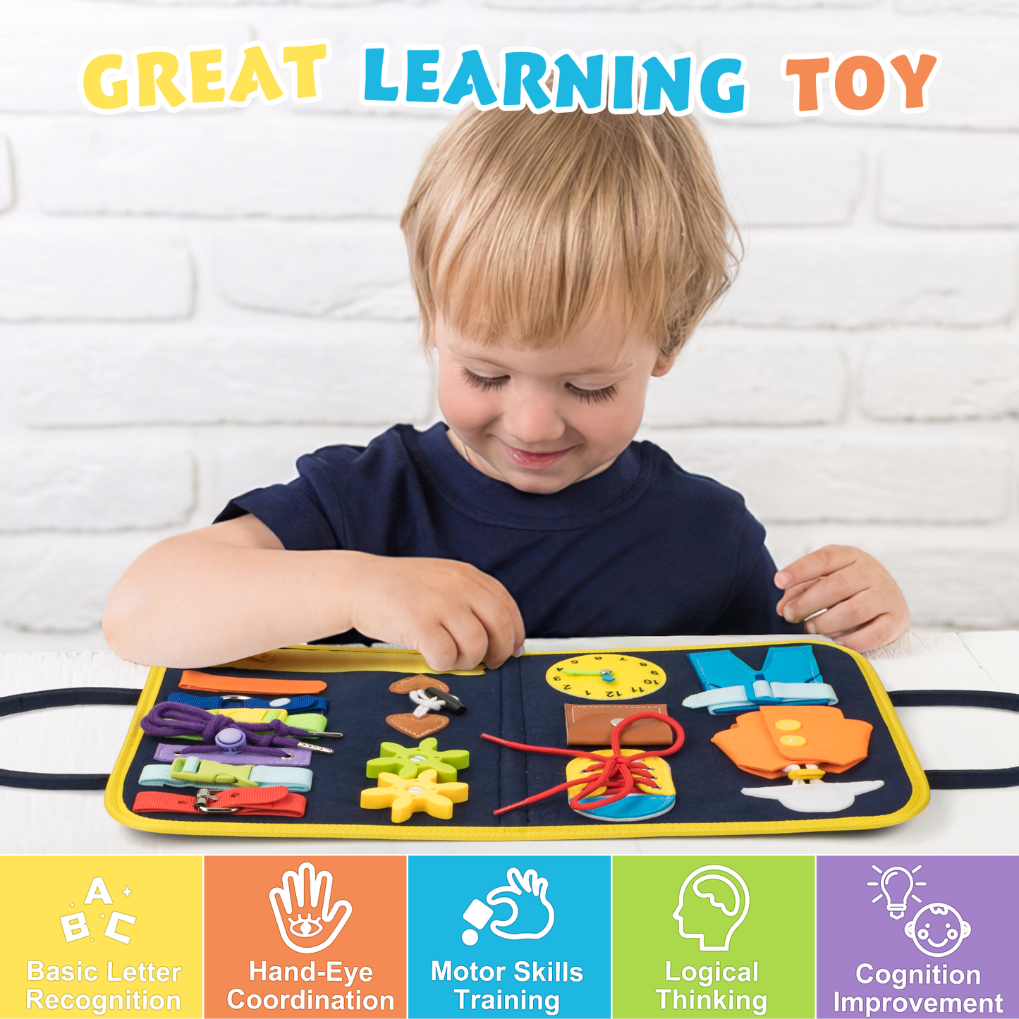 忙碌板蒙特梭利玩具適合幼兒 2-4 歲，感官板忙碌書適合幼兒 2 3 4 歲男孩女孩