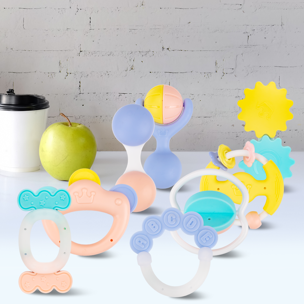 8pcs Baby Rattles & Teethers Toys Set For 3-18 Months