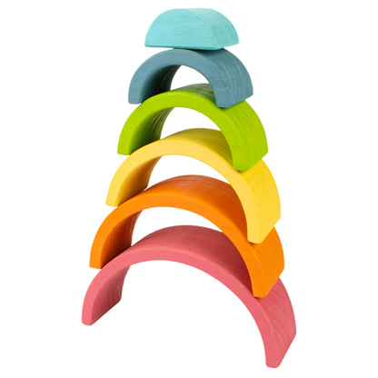 6 件木製彩虹堆疊玩具