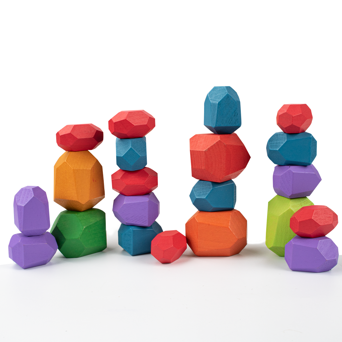 Wooden Colored Stone Stacking Toys For Toddlers